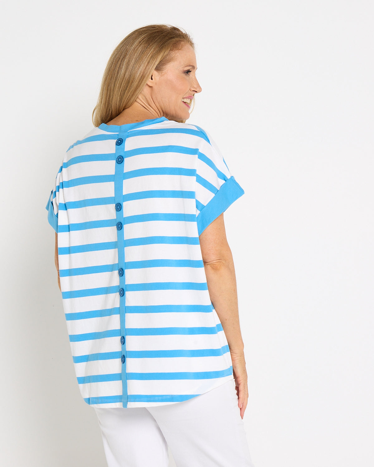 Maddison Tee - Azure White Stripe