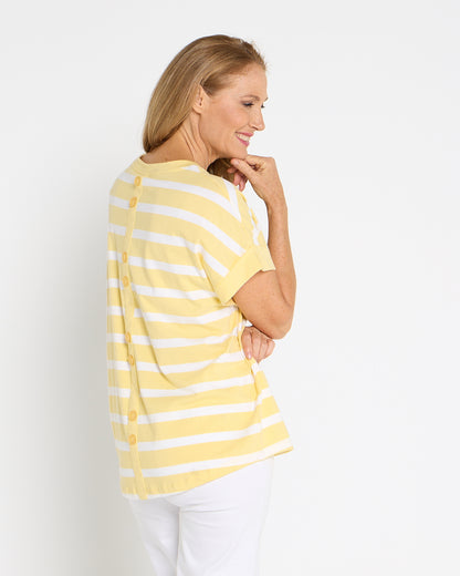 Maddison Tee - Banana White Stripe