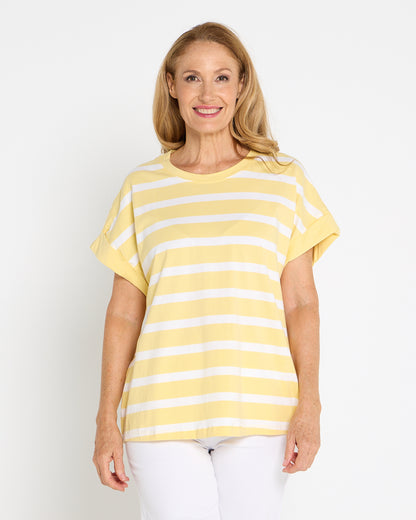 Maddison Tee - Banana White Stripe