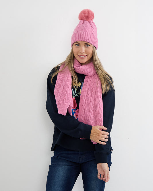 Ashland Scarf & Beanie Set - Pink