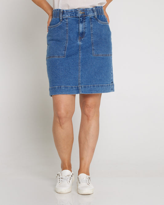 Atlas Denim Skirt - Dark Blue