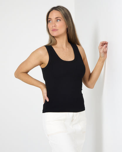 Ribbed Cotton Singlet - Black