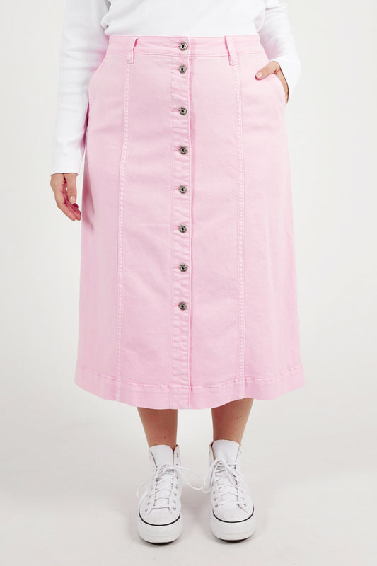 Florence Button Thru Skirt - Splendid Pink