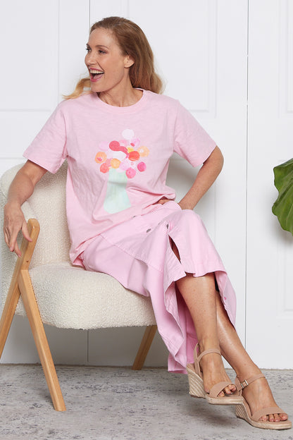 Florence Button Thru Skirt - Splendid Pink