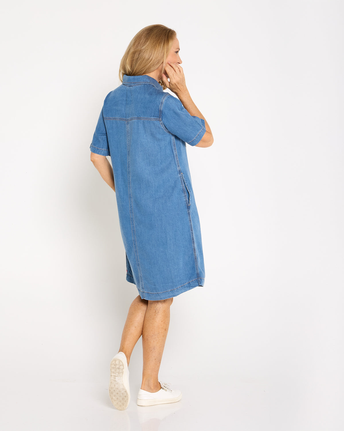Cora Denim Dress - Mid Wash Blue