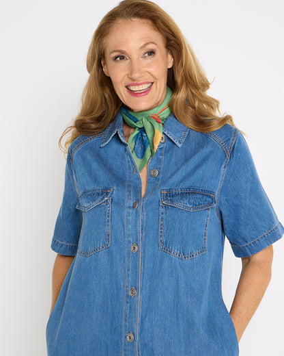 Cora Denim Dress - Mid Wash Blue