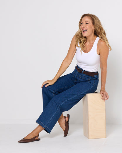 Alyssa Front Pocket Jeans - Mid Wash Denim