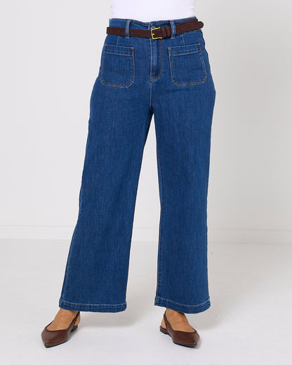 Alyssa Front Pocket Jeans - Mid Wash Denim