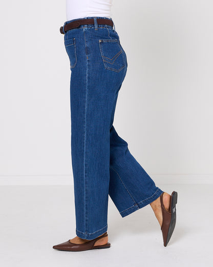 Alyssa Front Pocket Jeans - Mid Wash Denim