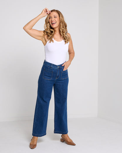 Alyssa Front Pocket Jeans - Mid Wash Denim