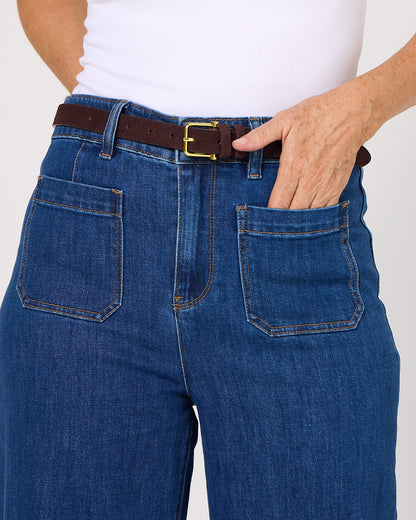 Alyssa Front Pocket Jeans - Mid Wash Denim