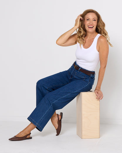 Alyssa Front Pocket Jeans - Mid Wash Denim