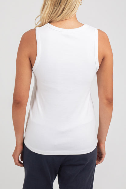 Rib Crew Tank - White