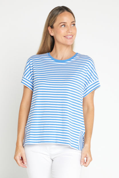 Yara Stripe Tee - Blue/White Stripe