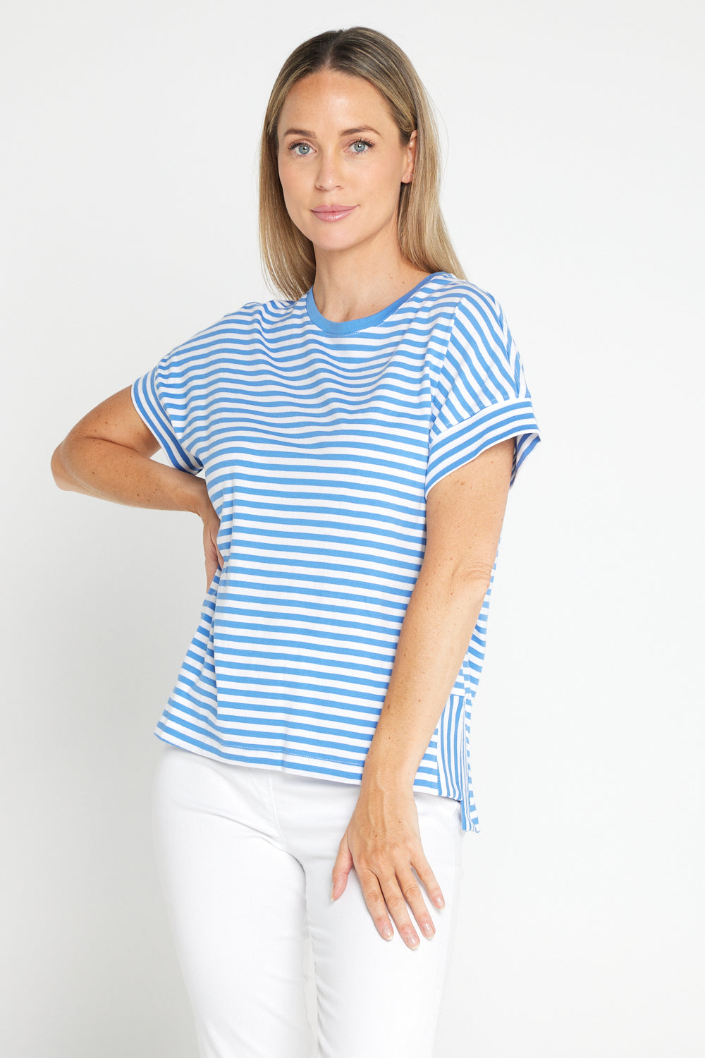 Yara Stripe Tee - Blue/White Stripe