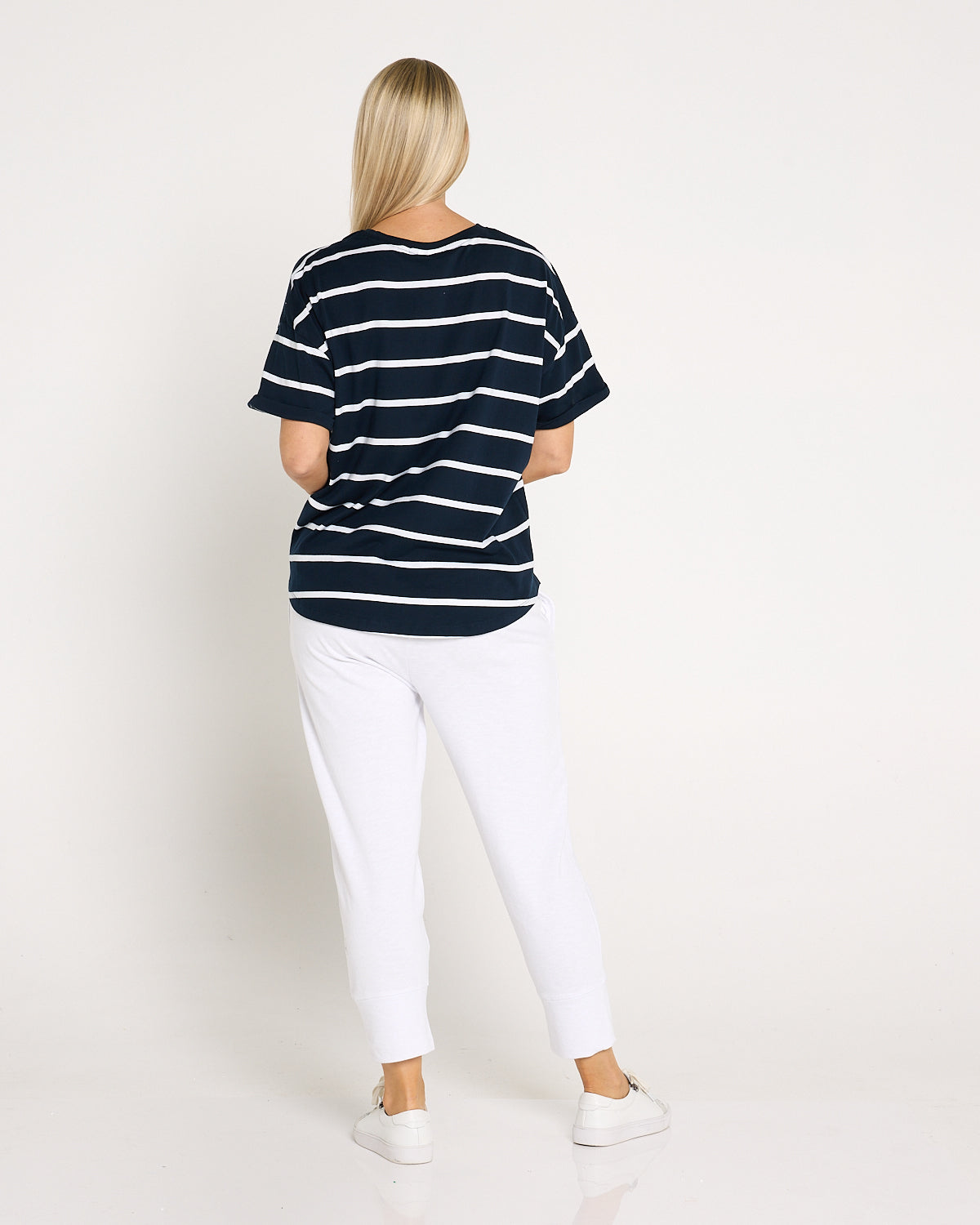 Halli Short Sleeve Cotton Tee - Navy/Stripe