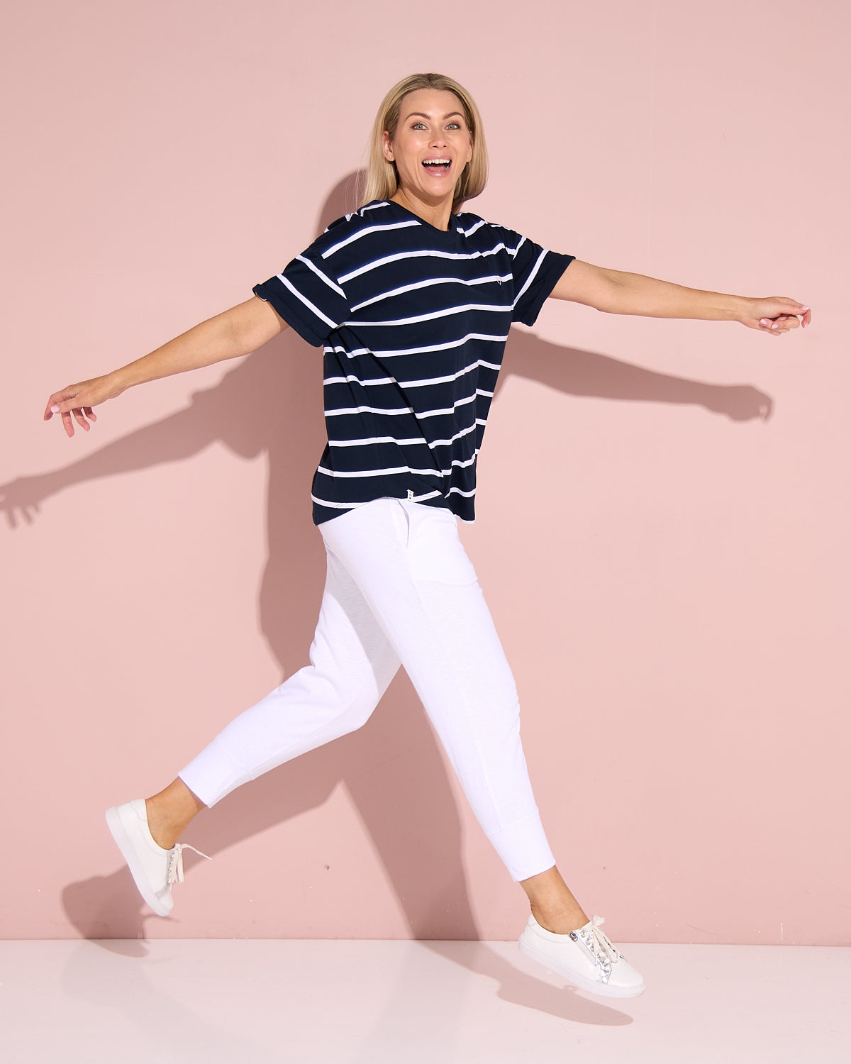 Halli Short Sleeve Cotton Tee - Navy/Stripe