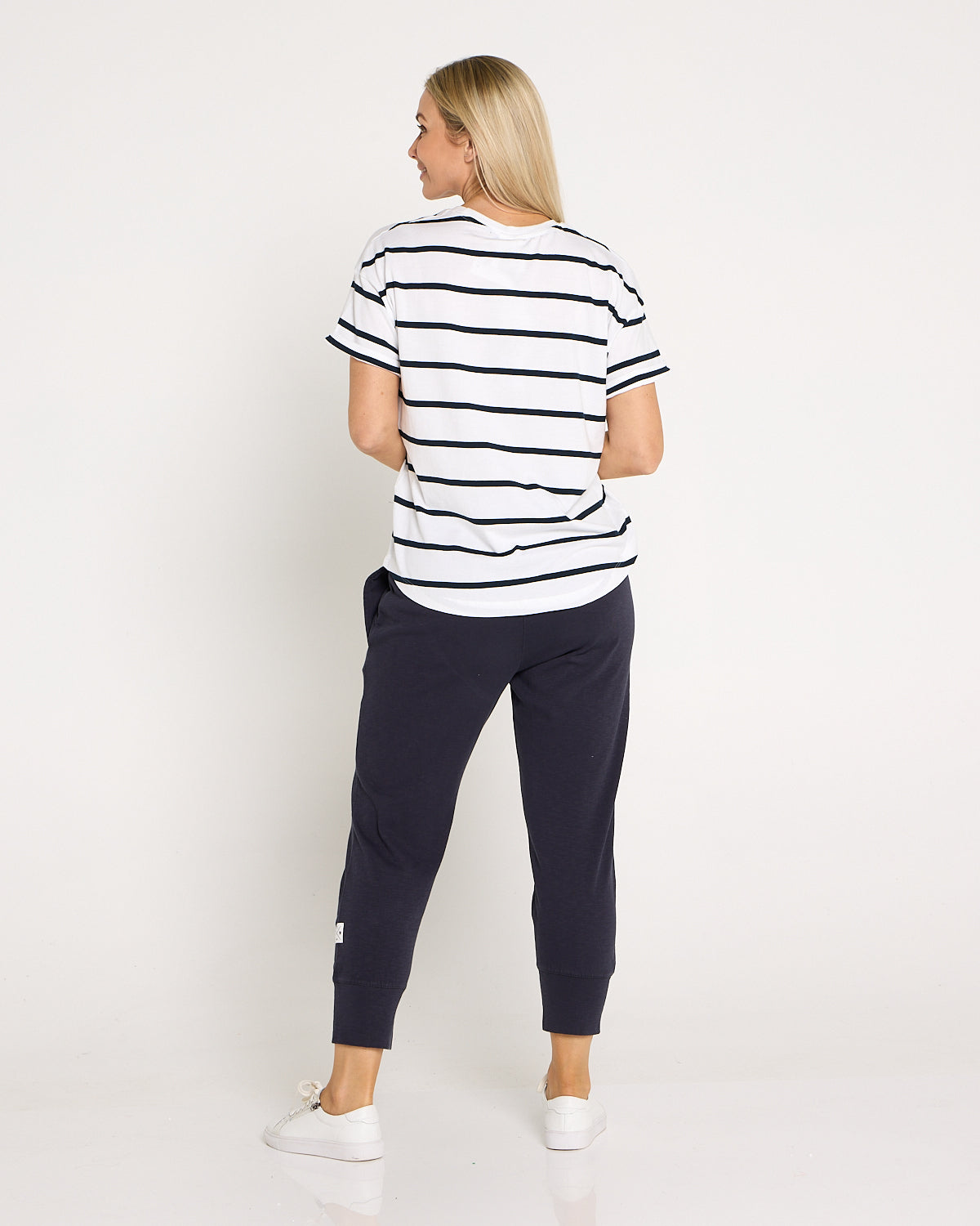 Halli Short Sleeve Cotton Tee - White/Stripe