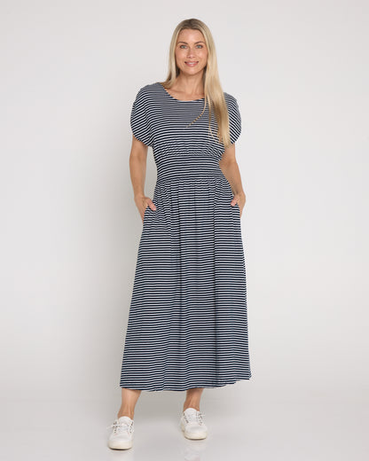 Nelle Dress - Navy/White Stripe