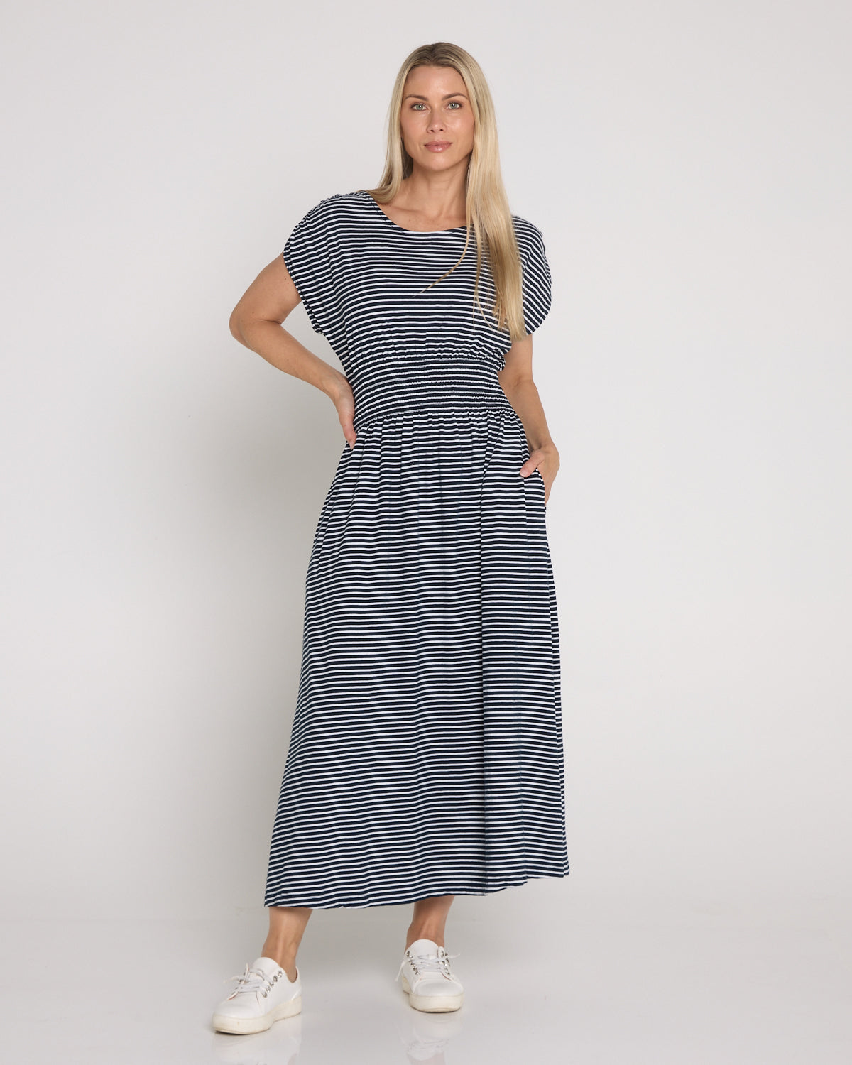 Nelle Dress - Navy/White Stripe