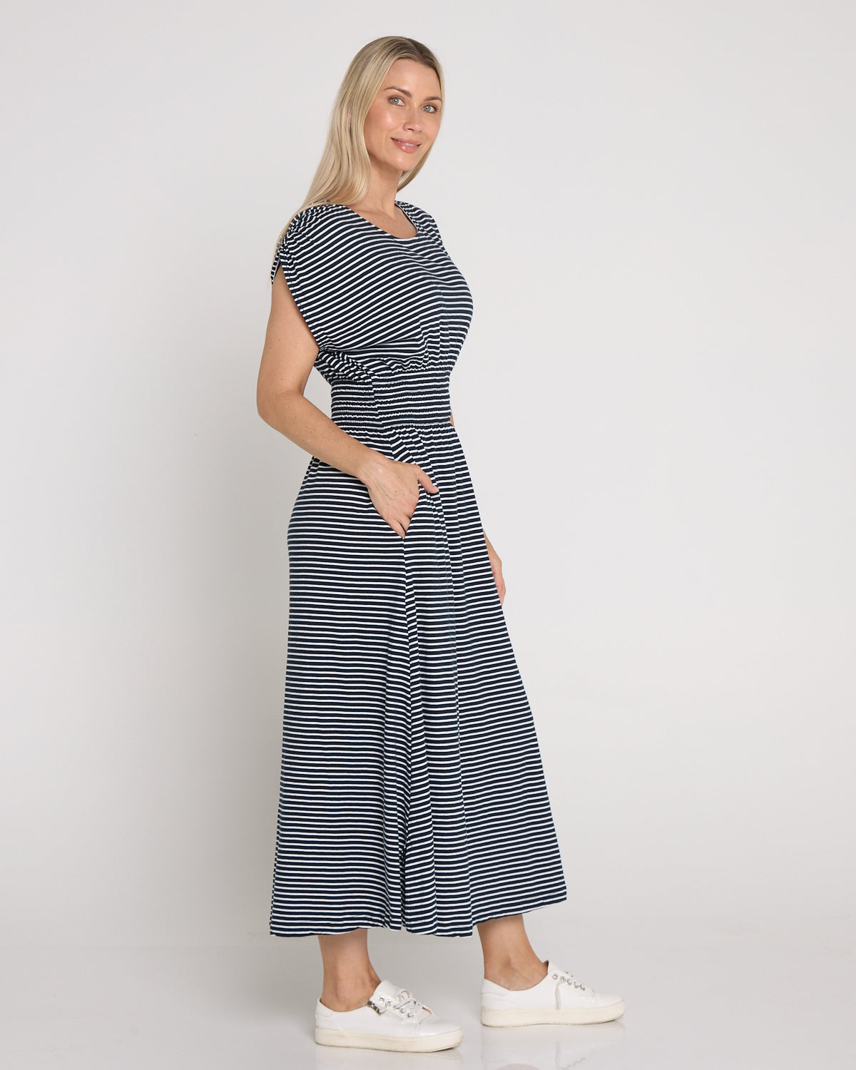 Nelle Dress - Navy/White Stripe