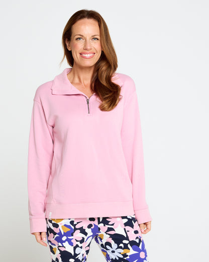 Tatum Half Zip Fleece Jumper - Soft Pink
