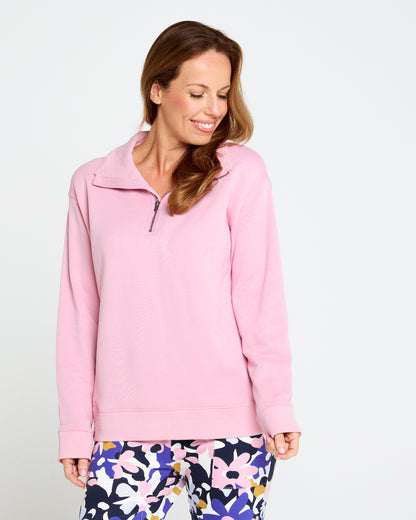 Tatum Half Zip Fleece Jumper - Soft Pink