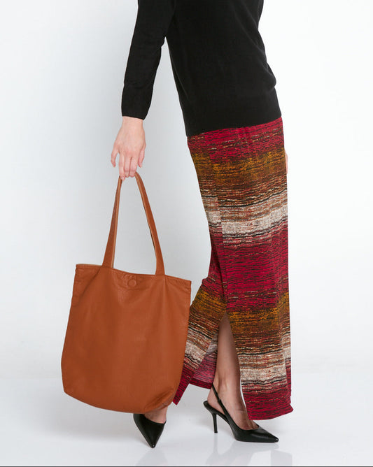 Reversible Shopper Tote & Clutch - Tan/Camel