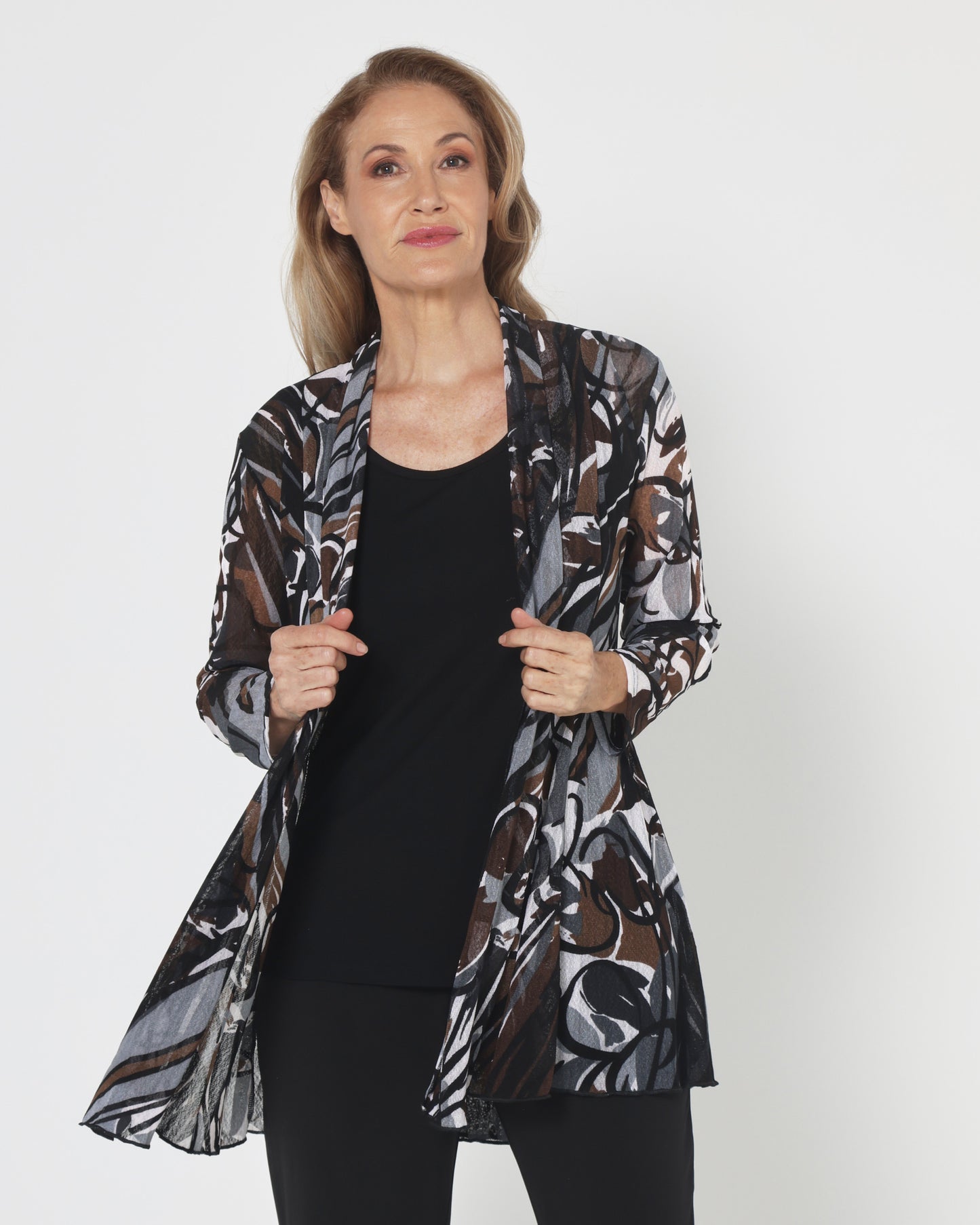 Naomi Mesh Jacket - Espresso Abstract