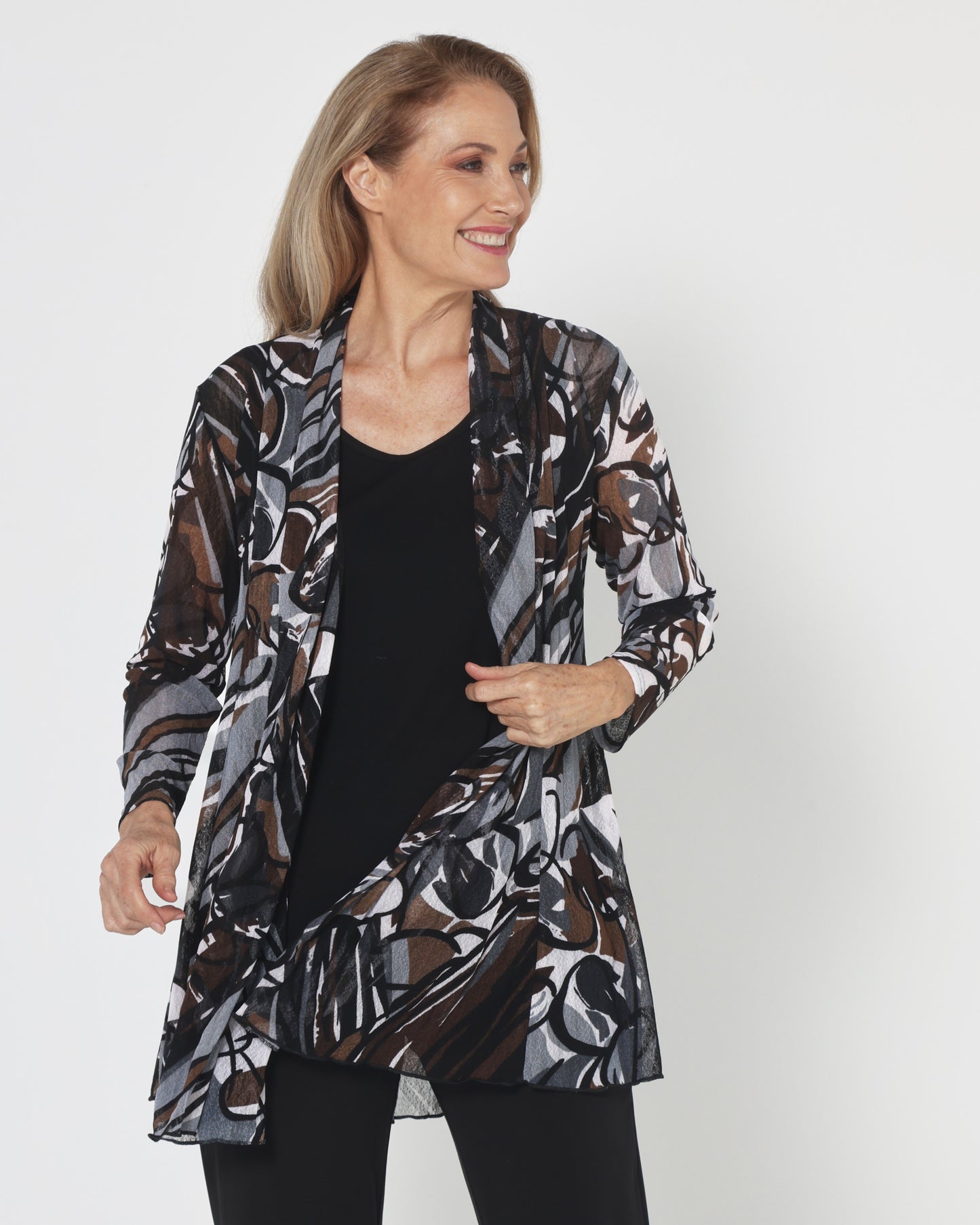 Naomi Mesh Jacket - Espresso Abstract