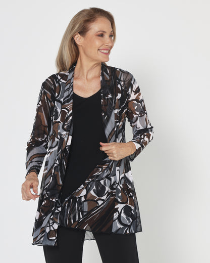 Naomi Mesh Jacket - Espresso Abstract