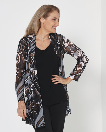 Naomi Mesh Jacket - Espresso Abstract