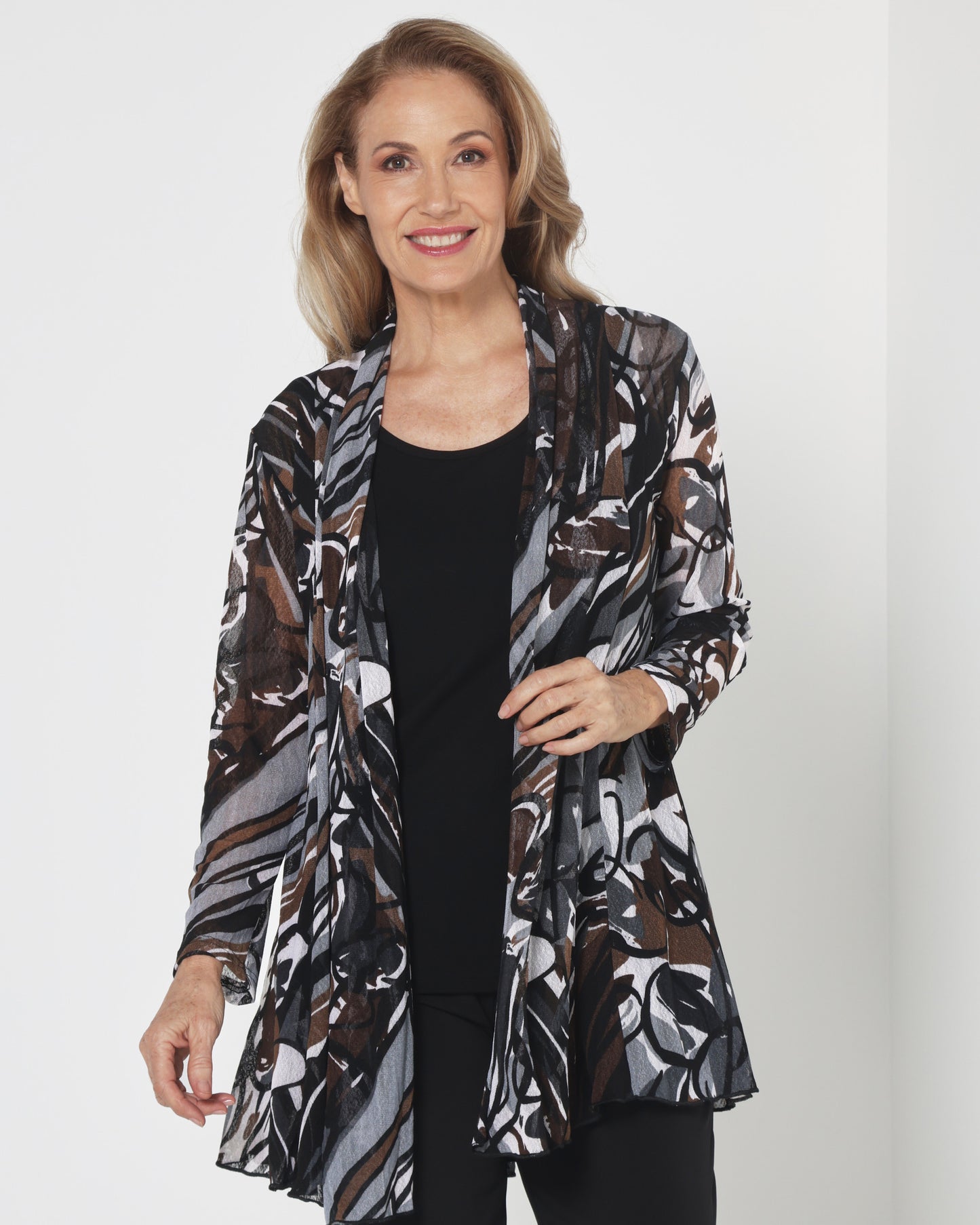 Naomi Mesh Jacket - Espresso Abstract