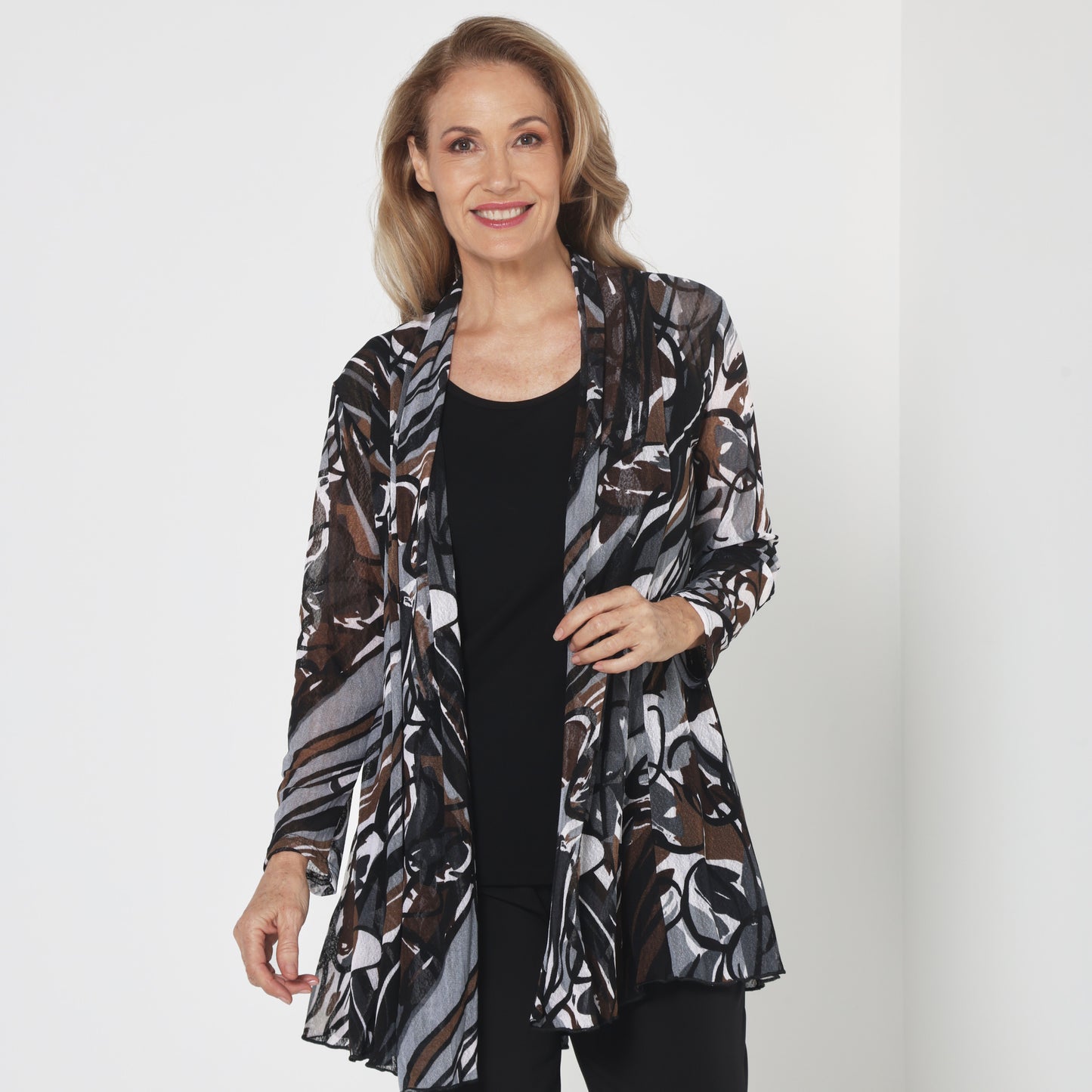 Naomi Mesh Jacket - Espresso Abstract