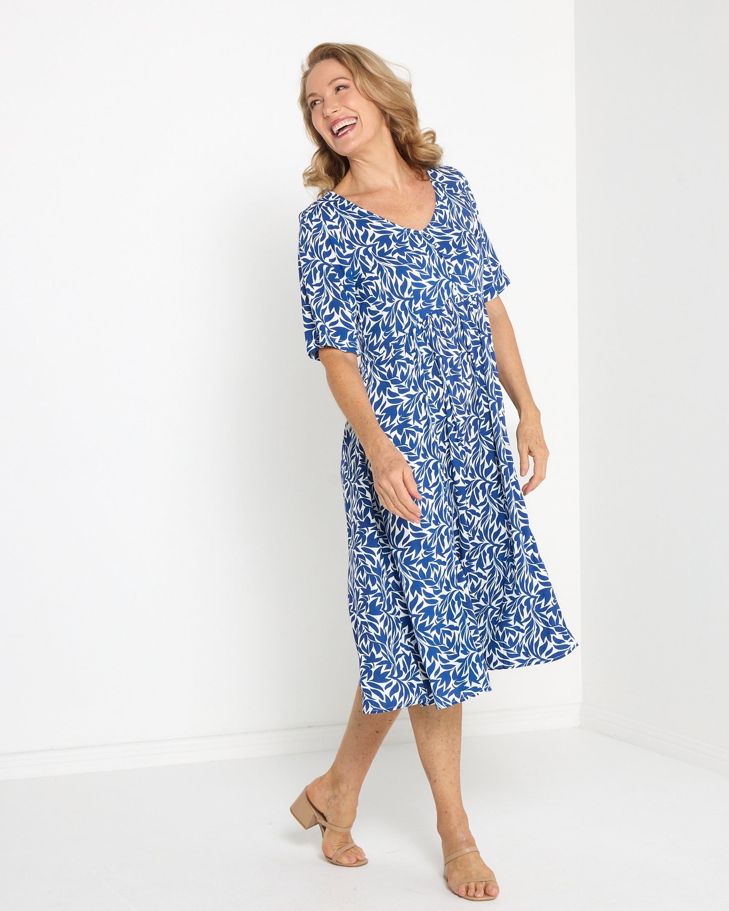 Exeter Dress - Blue Leaf