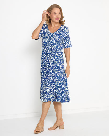 Exeter Dress - Blue Leaf