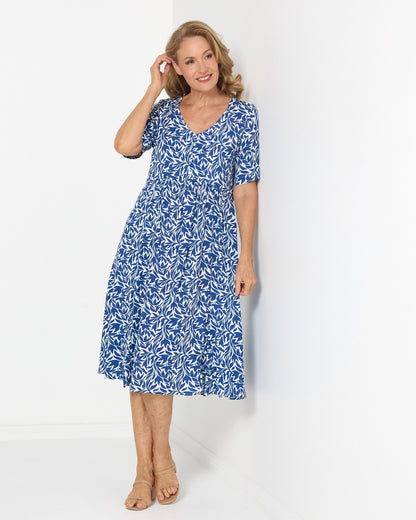 Exeter Dress - Blue Leaf