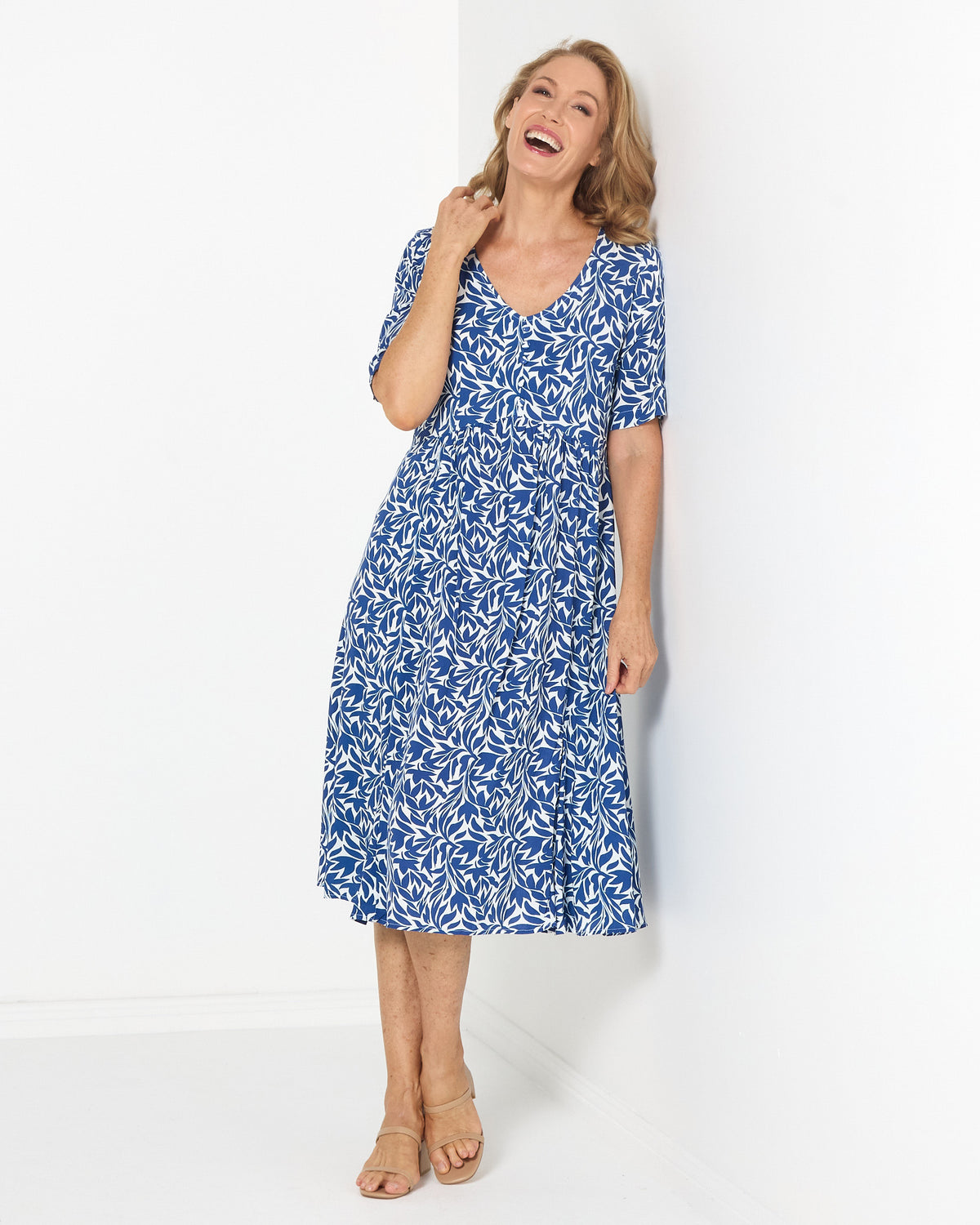 Exeter Dress - Blue Leaf