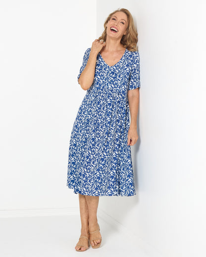 Exeter Dress - Blue Leaf