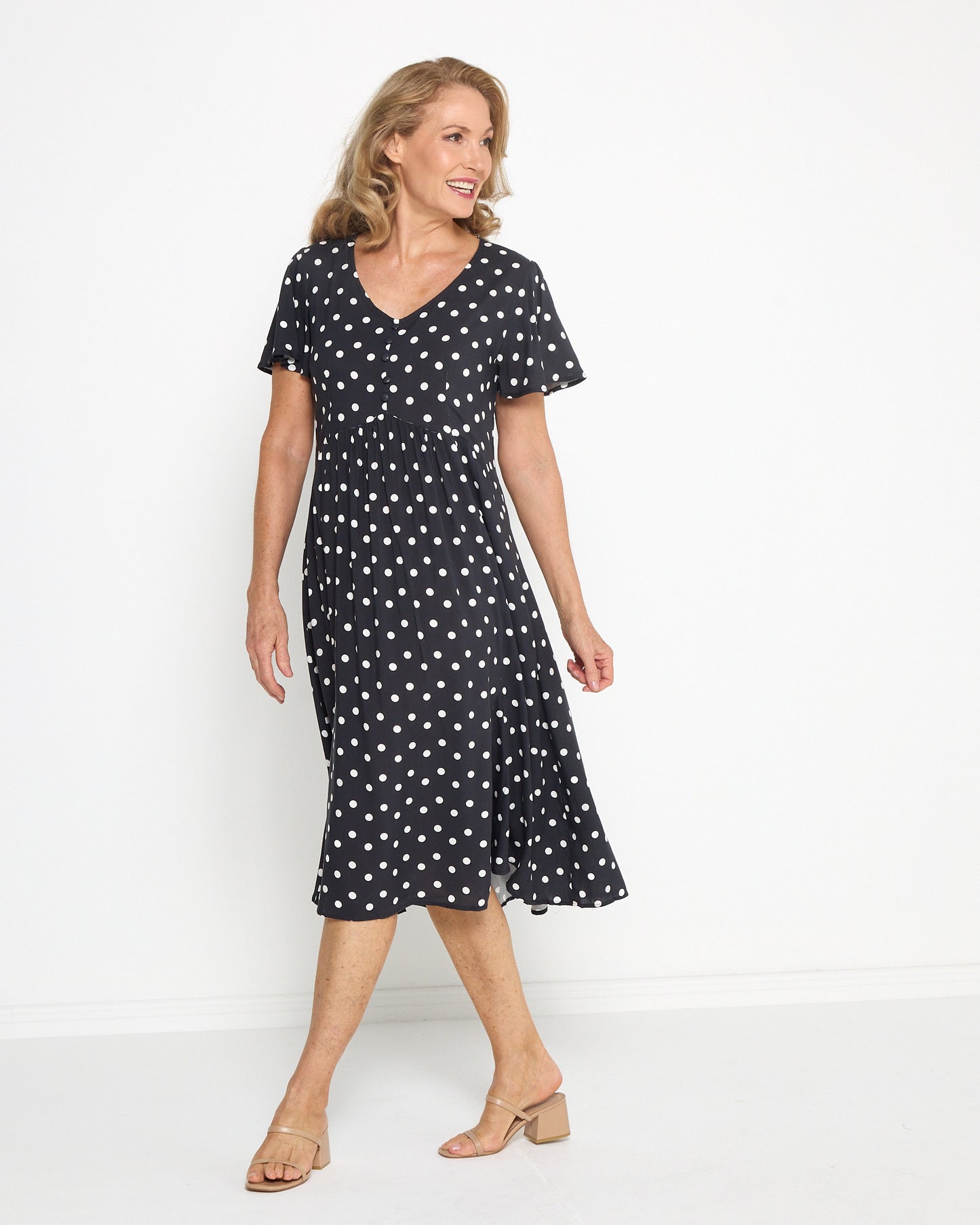 Cornwall Dress - Black & White Spot