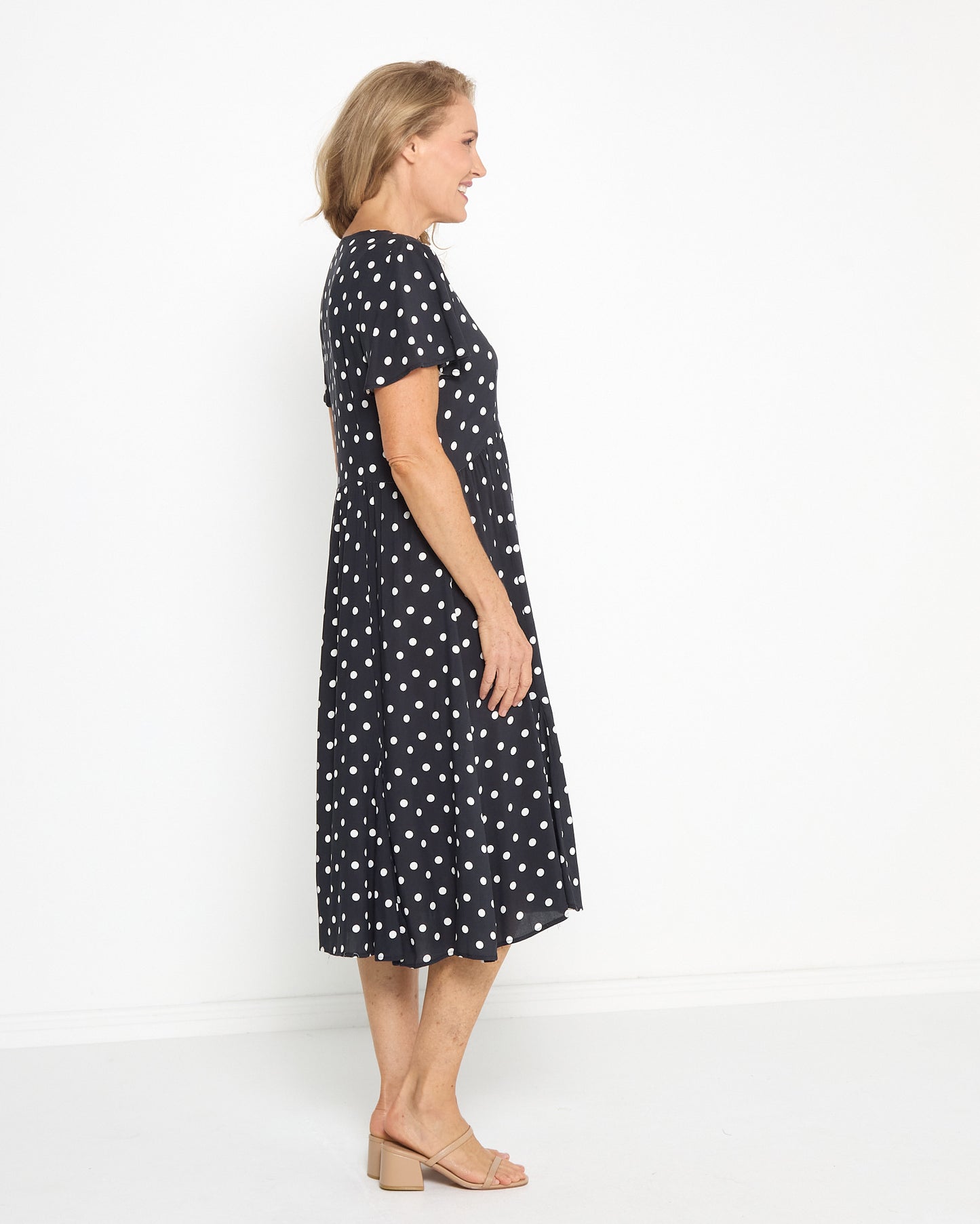 Cornwall Dress - Black & White Spot