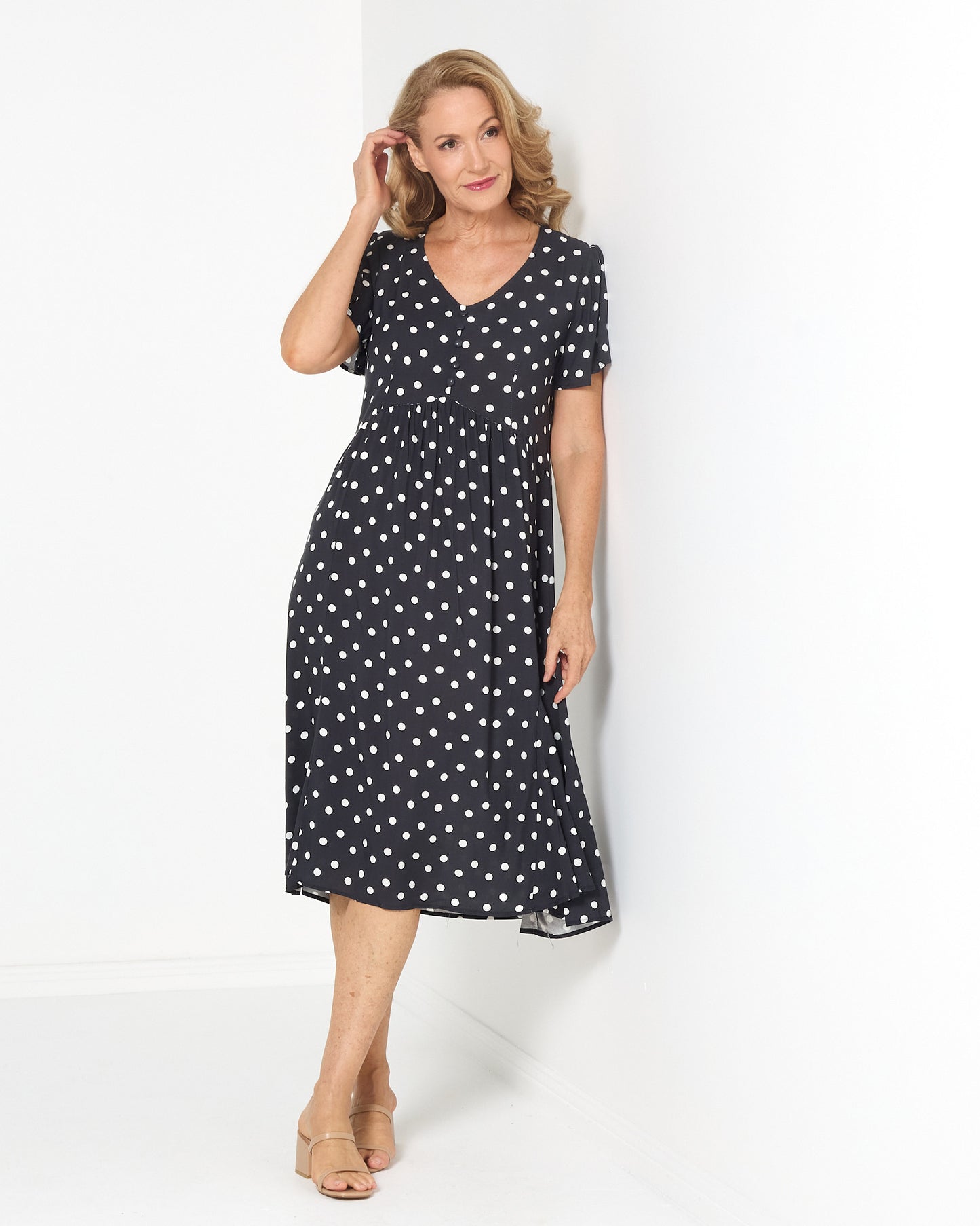 Cornwall Dress - Black & White Spot