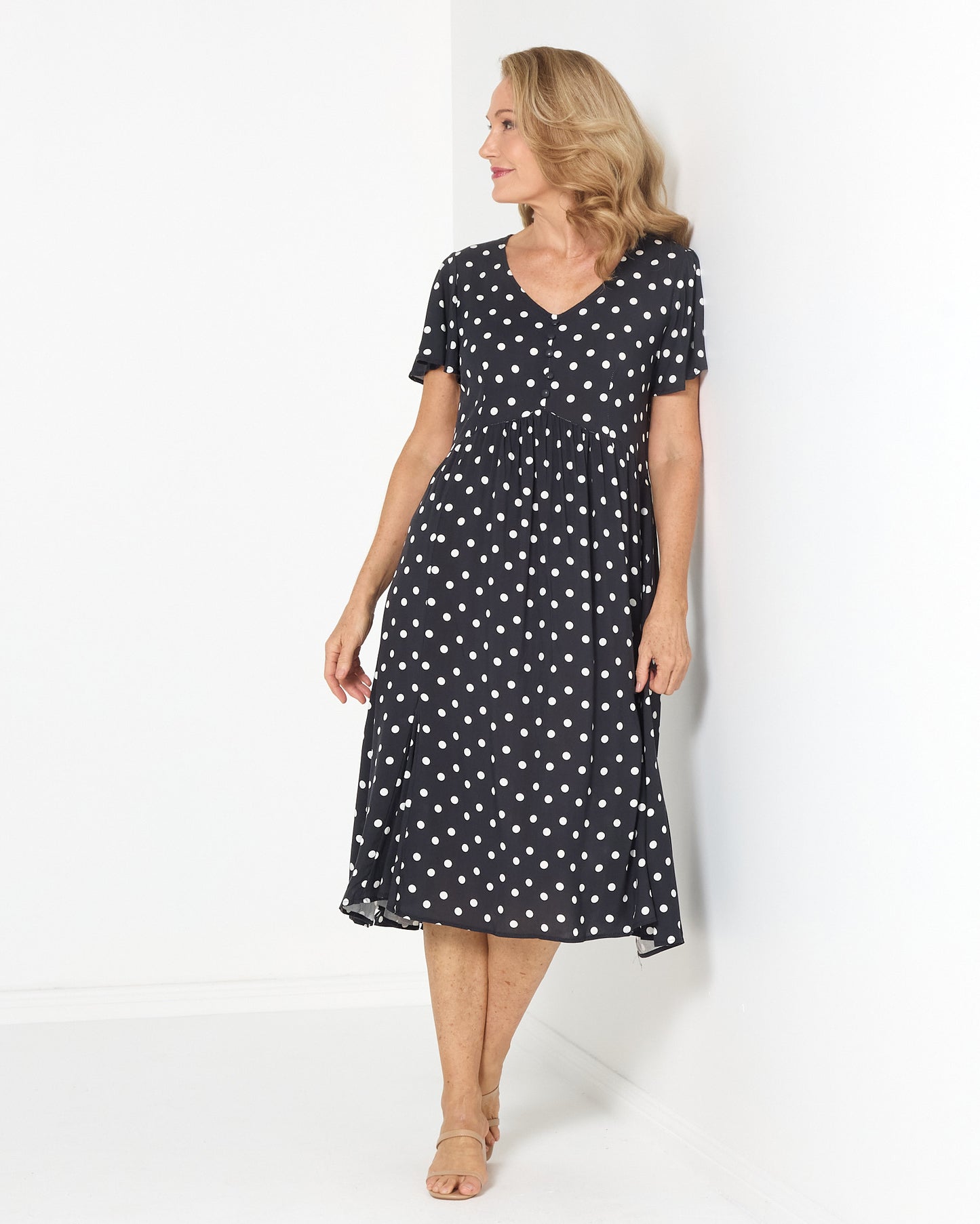 Cornwall Dress - Black & White Spot