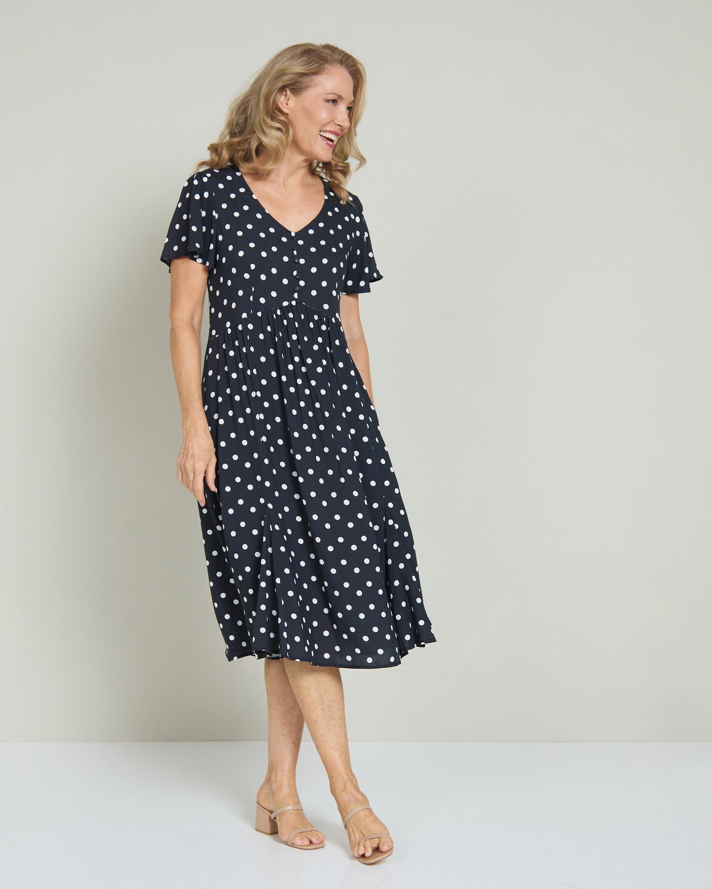 Cornwall Dress - Black & White Spot