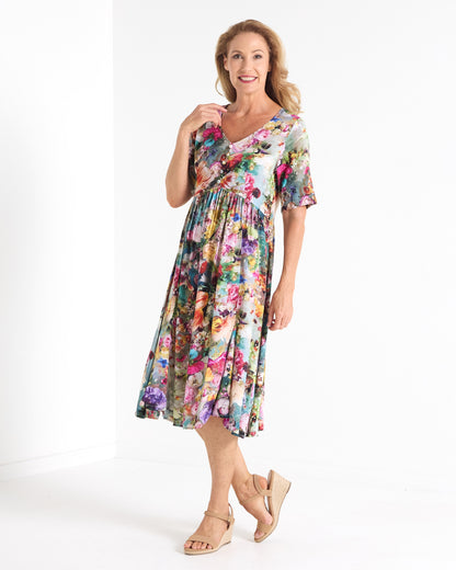 Exeter Floral Button Dress - Secret Garden