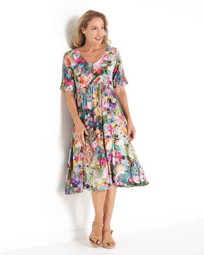 Exeter Floral Button Dress - Secret Garden