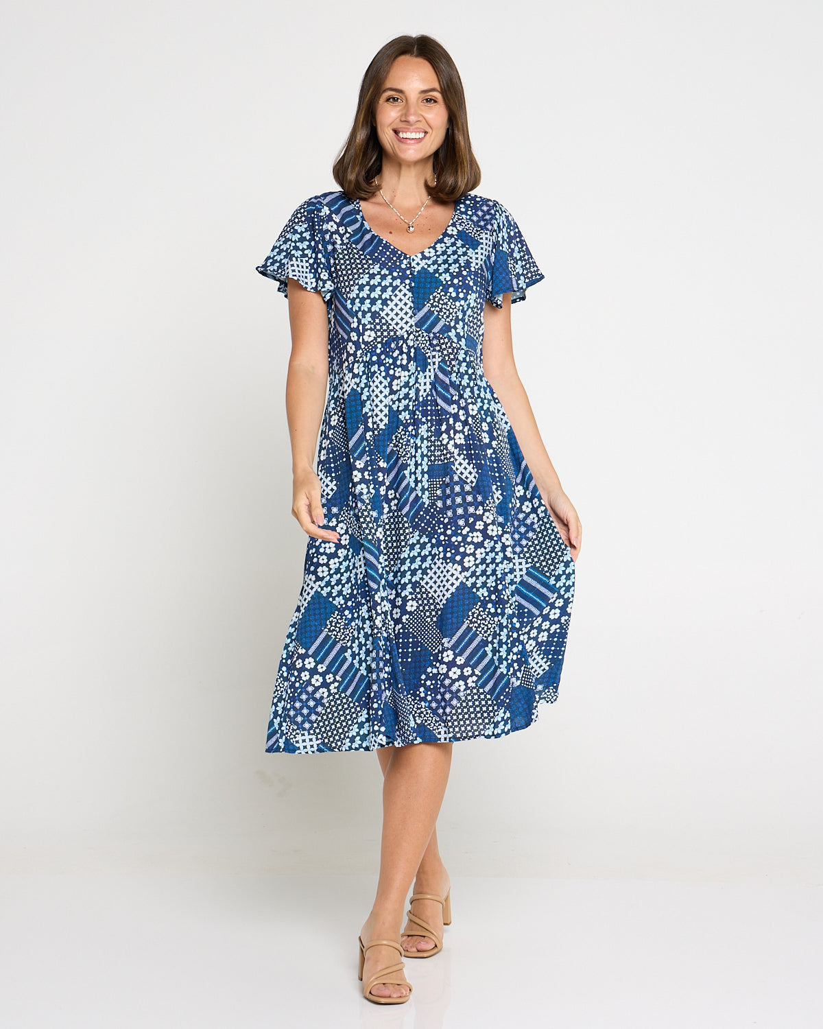 Brighton Petite Dress - Navy Bloomscape