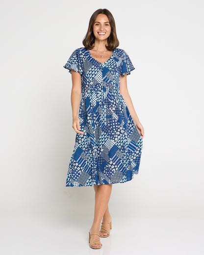 Brighton Petite Dress - Navy Bloomscape