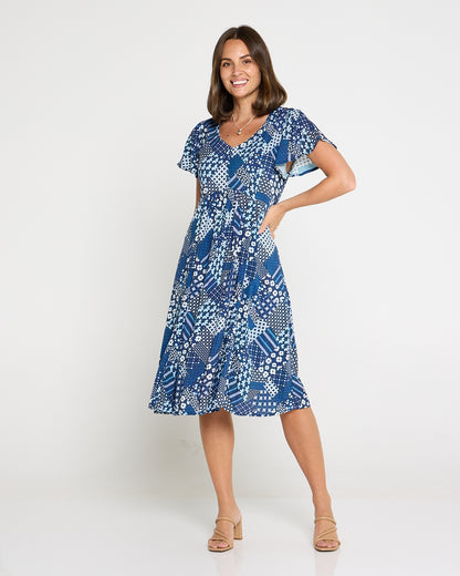 Brighton Petite Dress - Navy Bloomscape