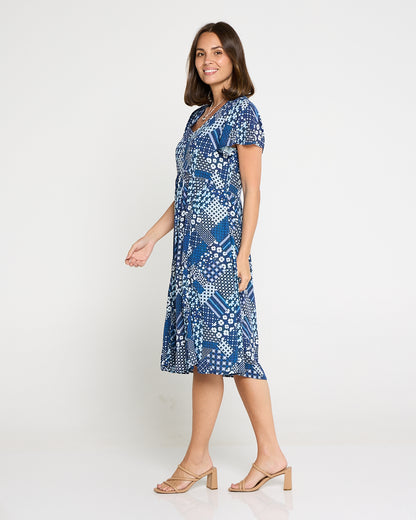 Brighton Petite Dress - Navy Bloomscape